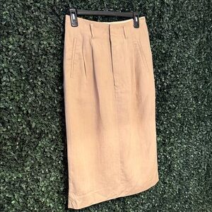 Vintage Ralph Lauren Tailored Beige Pencil Midi Skirt